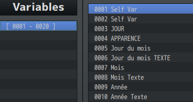 Système Craft / Calendrier Variables